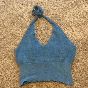 Blue crochet halter top